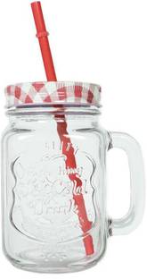 BUY SURETY Glass Mason Jar with Lid and Straw Smoothie Ice Cream Fruit Cold Drinking Water Jars Juice Cup Glass Mason Jar