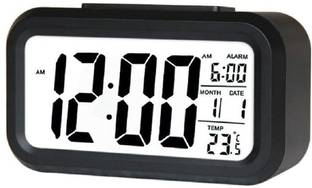 KRAFTMASTERS Digital LCD Screen Digital Alarm Clock with Date and Temperature Display and Backlight Clock