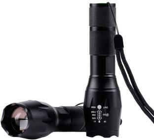 Care 4 Zoom able High power Long range Rechargeable flashlight Waterproof 5 Modes torch light Cree xml-t6 (pack of 2 ) with Rechargeable battery and charging kit Torch