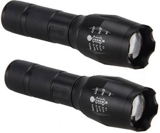 Care 4 waterproof 5 modes Small sun Cree Xlm - t6 (650) (pack of 2) Zoom able High power Long range Rechargeable flashlight torch light with Rechargeable battery and charging kit for both torches Torch