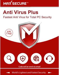 Max Secure 2 User PC 1 Year Anti-virus Compatible with Windows (Email Delivery - No CD)