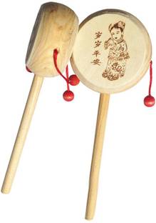 BuzyKart Wooden Rattle Drum Instrument Musical Toy For Kids (Set Of 2) Rattle