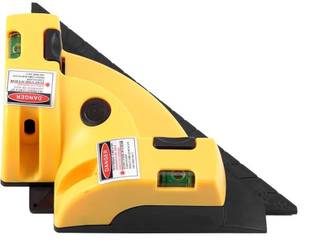 Techtest Measurement Tools Right Angle 90 Degree Pro Vertical Horizontal Laser Line Projection Square Level Measure Tool Alignment Layout Measuring Beam Light Aligner ( Laser Leveller Yellow One ) Non-magnetic Inclinometer Level