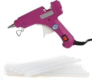 RIVI 20 watt derice Magenta with glue flow control with 10 hot melt glue sticks Standard Temperature Corded Glue Gun