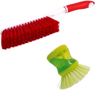 Stylewell Combo Of Carpet / Car Seat / Mats / Bed Cleaning Hard & Long Bristles Plastic Brush And Soap Dispenser Dish Washer Sink Brush for Kitchen Floor Tiles Cleaning Wet & Dry Duster Cleaning Brush