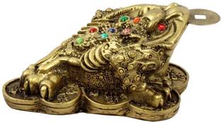 Atharv Enterprises Fengshui Money 3 legged Frog with Coin - Home/Office Decor & Personal Gifting Decorative Showpiece  -  10 cm