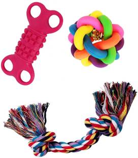 Jainsons Pet Products Dog & Puppy Multi Color Ball Cotton Chew Toy, Rubber Toy For Dog