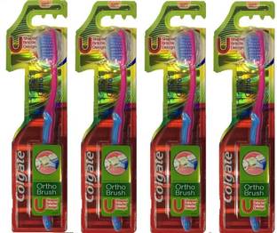 Colgate Ortho Toothbrush U Shaped Bristle Design Pack Of 4 SlimSoft Toothbrush Ultra Soft Toothbrush