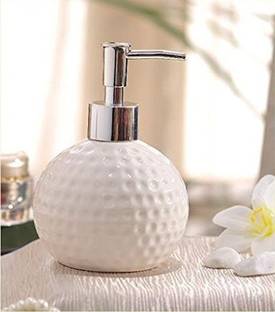 Skywalk Designer dots Carved Ceramic Liquid Soap Dispenser- 1 Piece (250 ml, Color-White) 250 ml Lotion, Foam, Soap, Shampoo Dispenser