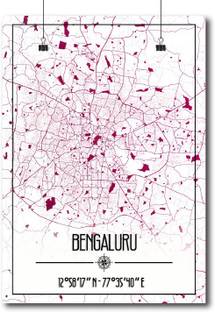 Bengaluru Map Wall Poster Fine Art Print