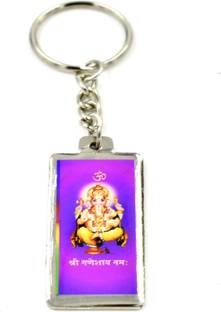 faynci Om Shri Ganeshaya Namah With Holly Om Key Chain for Good luck and Gifting Key Chain