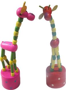 Khadi Eco Basket Channapatna Wooden Spring Toy With One Giraffe Toy Free