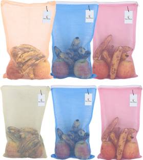 KUBER INDUSTRIES Fruit & Vegetable Fridge/ Reusable Mesh Produce Bag Set of 6 Pcs (PROD14) Pack of 6 Grocery Bags