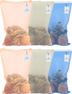 KUBER INDUSTRIES Fruit & Vegetable Fridge/ Reusable Mesh Produce Bag Set of 6 Pcs (PROD15) Pack of 6 Grocery Bags