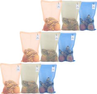 KUBER INDUSTRIES Fruit & Vegetable Fridge/ Reusable Mesh Produce Bag Set of 9 Pcs (PROD16) Pack of 9 Grocery Bags