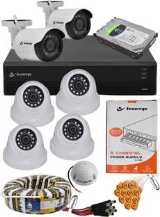 SECUREYE 6 Camera 2 Mega Pixel Full CCTV Camera Set with (Full HD 1080P 8Ch DVR, 4 Pcs Dome Camera, 2 Pcs Bullet Camera, 2TB Hard Drive, Power Supply, Audio Mic and All Connector set) 2 Year Warranty Security Camera