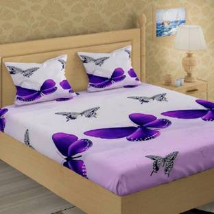 Home Garage Microfiber Double Flat 141 TC Printed Bedsheet