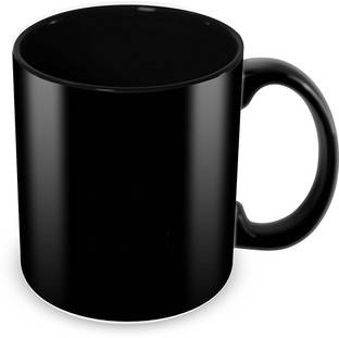 Tuelip full black mug for Tea And Coffee Ceramic Plane 350ML Ceramic Coffee Mug