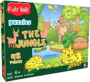 Kidz Valle The Jungle 48 Pieces Tiling Puzzles ( Jigsaw Puzzles , Puzzles for Kids, Floor Puzzles ), Puzzles for Kids Age 4 Years and Above. Size: 32.5 cm X 23.5 cm