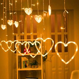 QUACE 138 LEDs 2.49 m Yellow Steady Heart Rice Lights