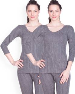 LUX INFERNO Women Charcoal Melange Women Top Thermal