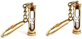 Shoptreed Brass Sand Timer Hourglass- Set of 2 Key Chain