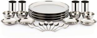 Pigeon Pack of 24 Steel Stainless Steel Lunch Sparkle Dinner Set