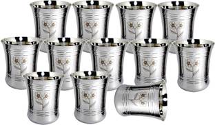 bartan hub (Pack of 12) Stainless steel glass set of 12 pcs (400ml) Glass Set Water/Juice Glass