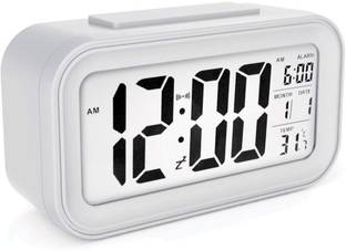 Efinito Digital Smart Alarm with Automatic Sensor Backlight, Snooze Alarm, Date and Temperature for Home and Office (White) Clock