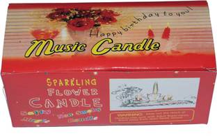 oramsa pink lotus sparkle rotating music candle for birthday and party decoration , Candle