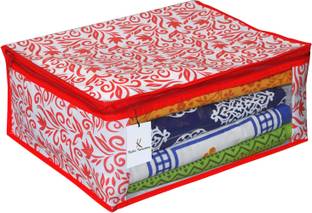 KUBER INDUSTRIES Floral Design Non-Woven Saree Cover (Red)-CTKTC2530 CTKTC02530