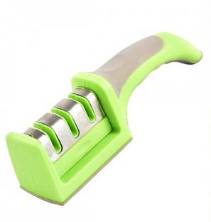 Jazz My Mobile Knife Sharpener | Slot with Non Slip Handle for Scissors, Steel Knives, Fruit Knives (Green) Knife Sharpening Steel