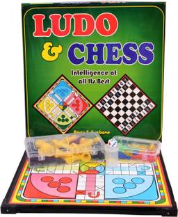 Tiipro Ludo and Chess 2 in 1 Board Game Wooden Party & Fun Board Game