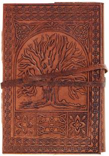 CRAFT CLUB Leather diary(notebook) with tree of life embossing Regular Journal Unruled 144 Pages