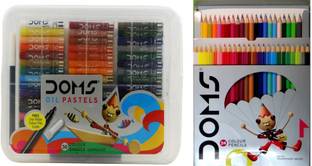 DOMS 24 Color pencil & 50 Oil pastel combo