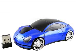 microware 2.4G Wireless Optical Mouse 1600 DPI Car Shaped Design - Blue Wireless Ambidextrous Optical  Gaming Mouse  with Bluetooth