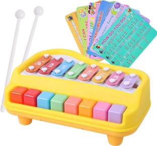 STYLO 2 in 1 Piano Xylophone for Kids, Educational Musical Instruments for Babies, Toddlers Preschoolers, 8 Key Scales in Clear and Crisp Tones with Music Cards Songbook
