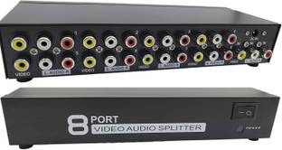 microware 1x8 RCA AV Splitter 8 Port Video Audio Distributor Media Streaming Device