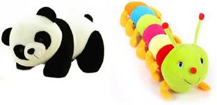 TANISI Panda Soft Toy (26 Cm) And Multicolor Caterpillar (55 Cm) Combo  - 55 cm