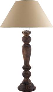 Homesake Black Wood Table Lamp With Golden Shade Table Lamp