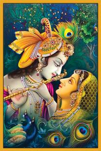 Beautiful Radhe Krishna Wallpaper for Home Sticker (12 X 18) Fine Art Print