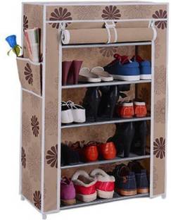 CMerchants PIRNTED Cabinet- 5 Layer Metal Collapsible Shoe Stand
