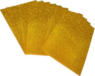 BestUBuy Gold Art & Craft Glitter Foam Sheet Paper - A4 Size Set of 10 Sheets