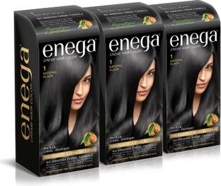 एनेगा Cream hair color (100 ml/each) superior quality with Argan Oil & Green Tea extract NO AMMONIA Cream FORMULA smooth care for your precious hair! NATURAL BLACK 1 (Pack of 3) हेयर कलर
