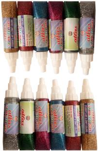 Atlas Colours sparkle glitter Tubes, Set of 12 ( 6 Colours)