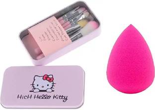 hich Hllo Ktty Mini Makeup Brush Set + Sponge Puff