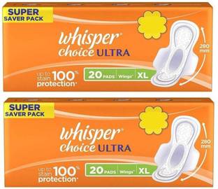 Whisper Choice ultra 20+20 Sanitary Pad (Pack of 2) Sanitary Pad