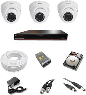 CP PLUS 2.4Mp 4 CH DVR Kit with 3 Dome Camera, 500GB HDD and all required accessories Security Camera
