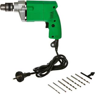 Tools Centre Powerful Simple Electric Drill Machine 10Mm with 6 Pieces Hss Drill Bits and 1 Piece Masonary Bit Combo Pistol Grip Drill