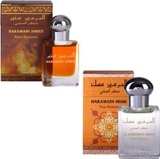 Al Haramain Amber & Musk Fragrance Roll on Attar Combo Pack of 2 - 2 x 15 ml Floral Attar